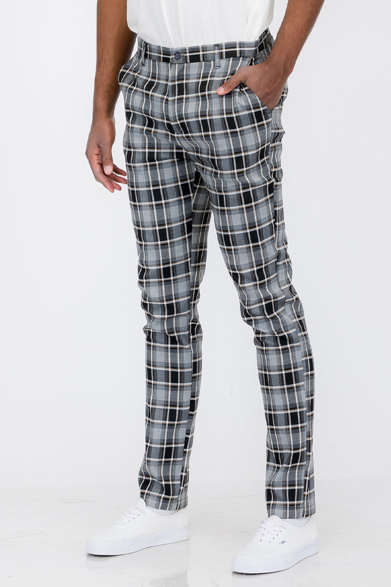 Plaid Slim Fit Trouser Pants SR012 - Toddcraft