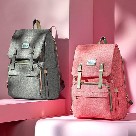 Canvas Diaper Bag Travel Backpack with 15 Pockets