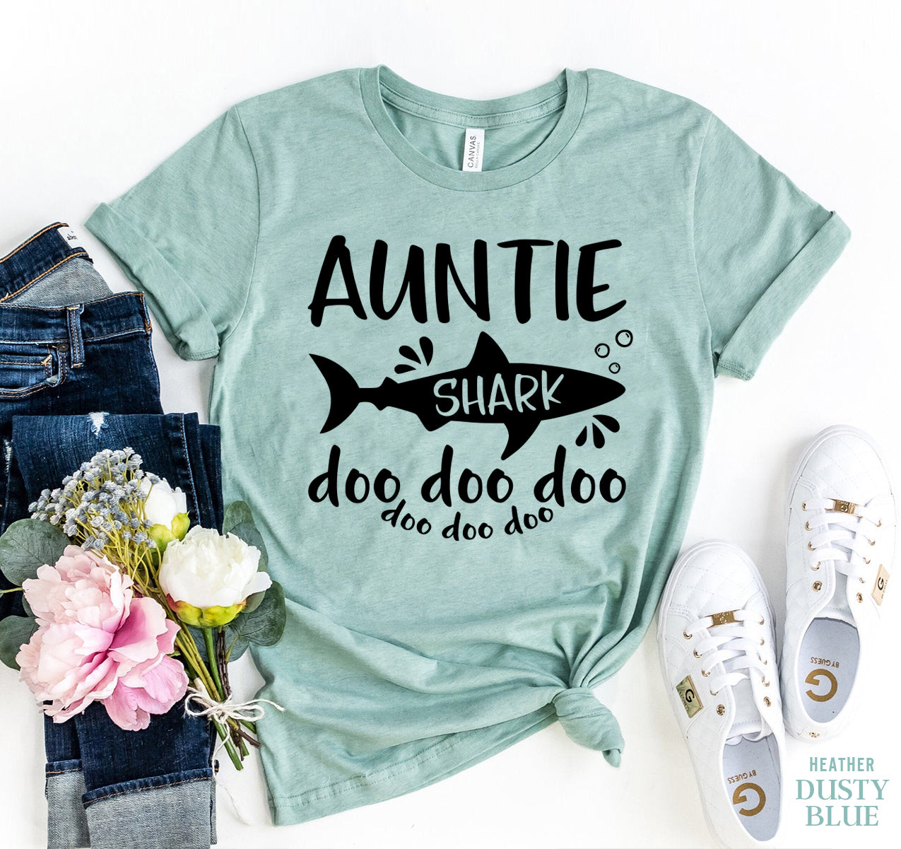 Auntie Shark Doo Doo Doo T-Shirt - Funny Aunt Gift Tee