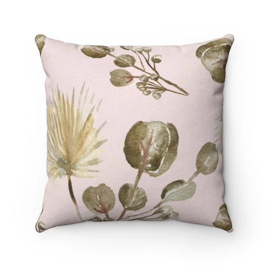 Garden Blossoms Floral Cushion - Double Sided Faux Suede