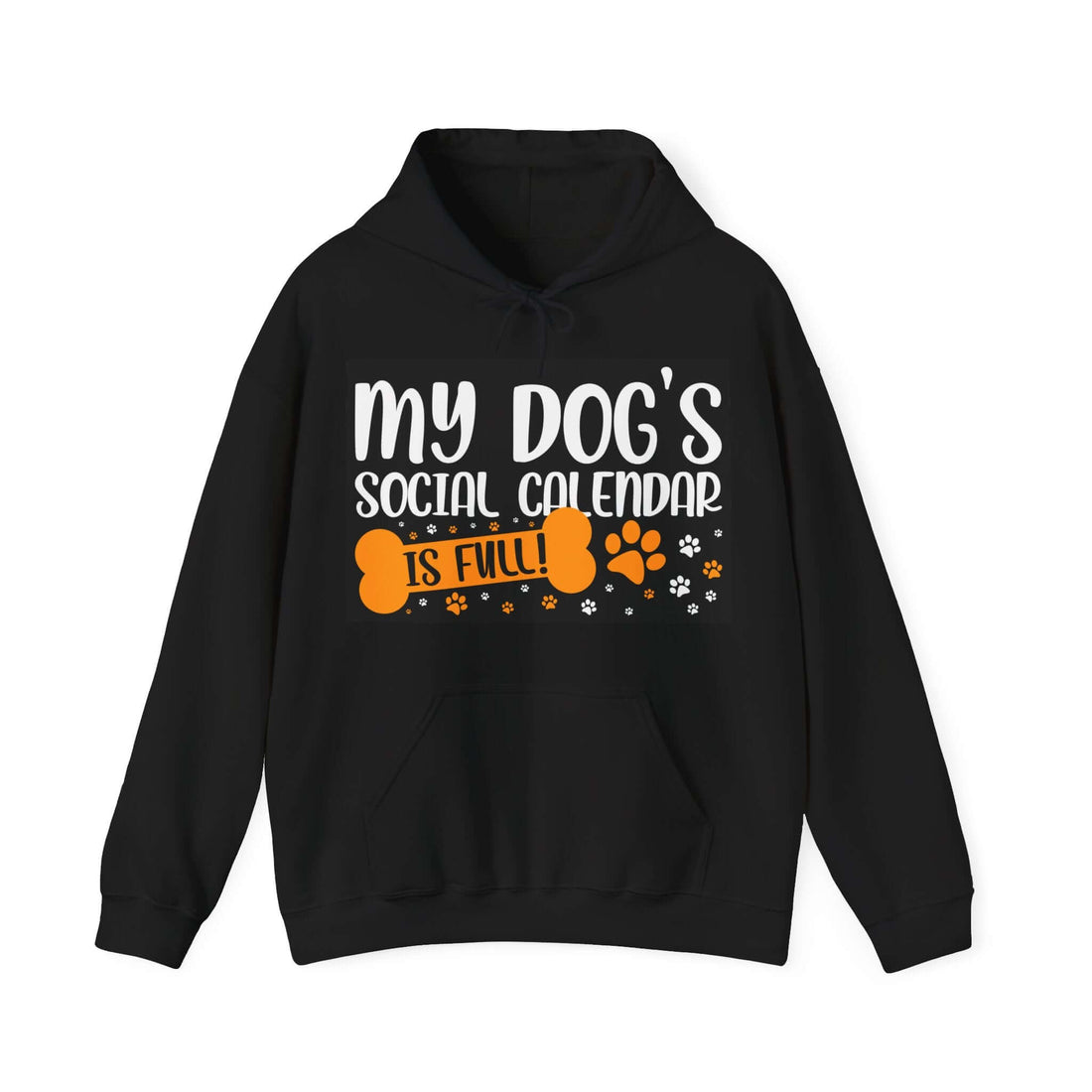 The dogs social calendar dog hoodie in black.