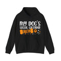 The dogs social calendar dog hoodie in black.