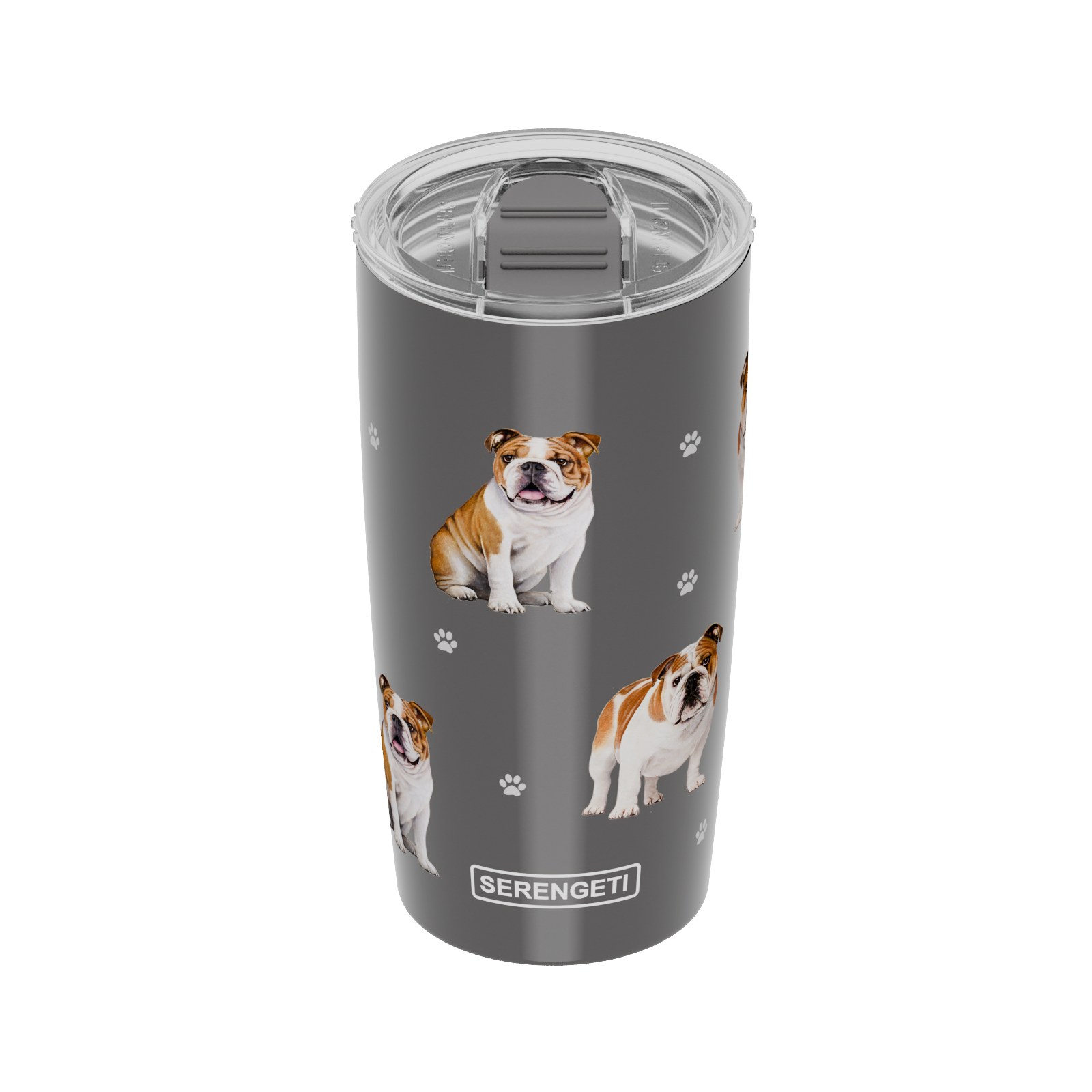 3D printed Bulldog tumbler, leak-proof, durable, 20 oz, travel mug for pet lovers.
