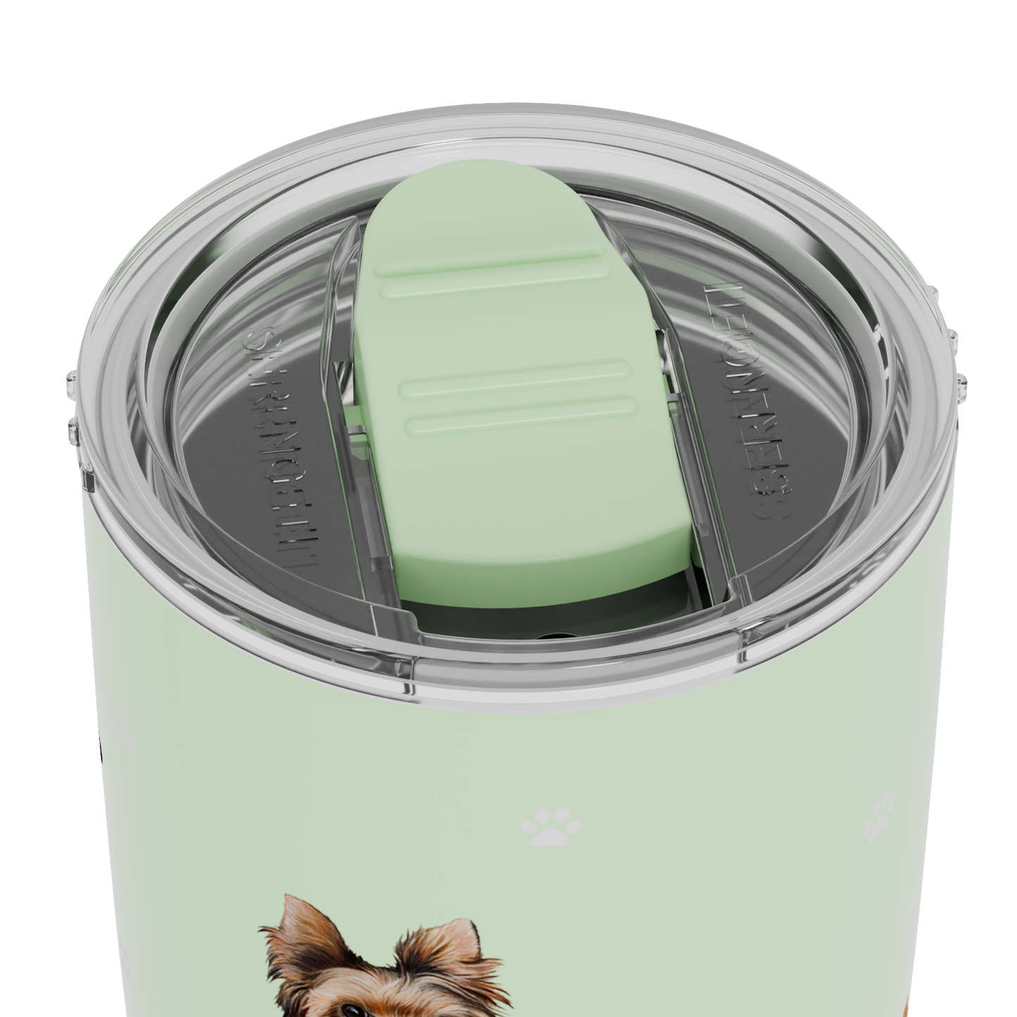 3D Printed Yorkie Tumbler, 20 Oz, Leak-Proof, Durable with 3D Dog Artwork.