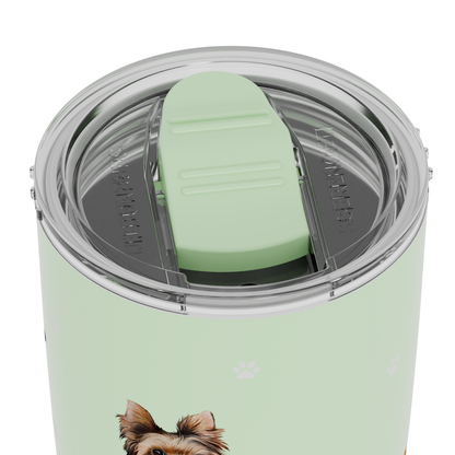 3D Printed Yorkie Tumbler, 20 Oz, Leak-Proof, Durable with 3D Dog Artwork.