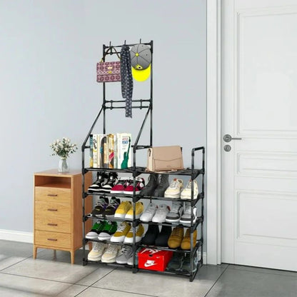 5-Tier Shoe Rack Shoe Storage Organizer, Freestanding Coat And Shoe
