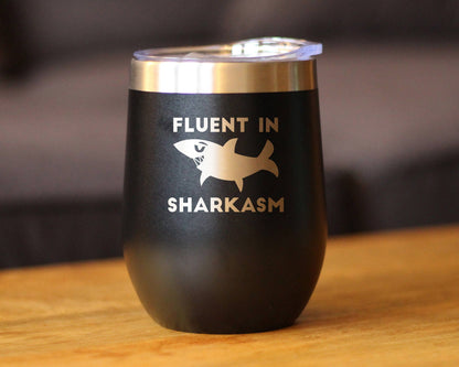 Sharkasm Insulated Wine Tumbler - Funny Shark Gifts