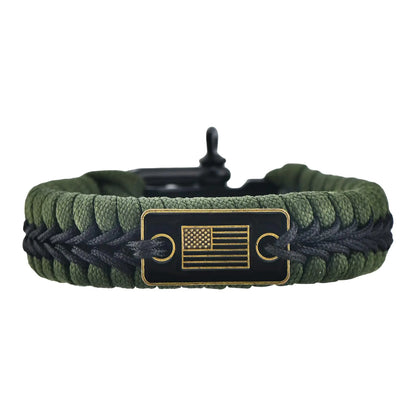 MONOBIN 550 Paracord Bracelet with Bow Shackle Tactical Survival Bracelet with Bronze USA Flag for Men Camping and Emergency