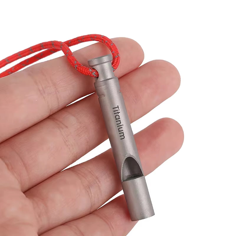 Titanium Emergency Whistle with Lanyard Outdoor Camping Exploring Portable Loud Survival Whistle Ultralight Edc Tools
