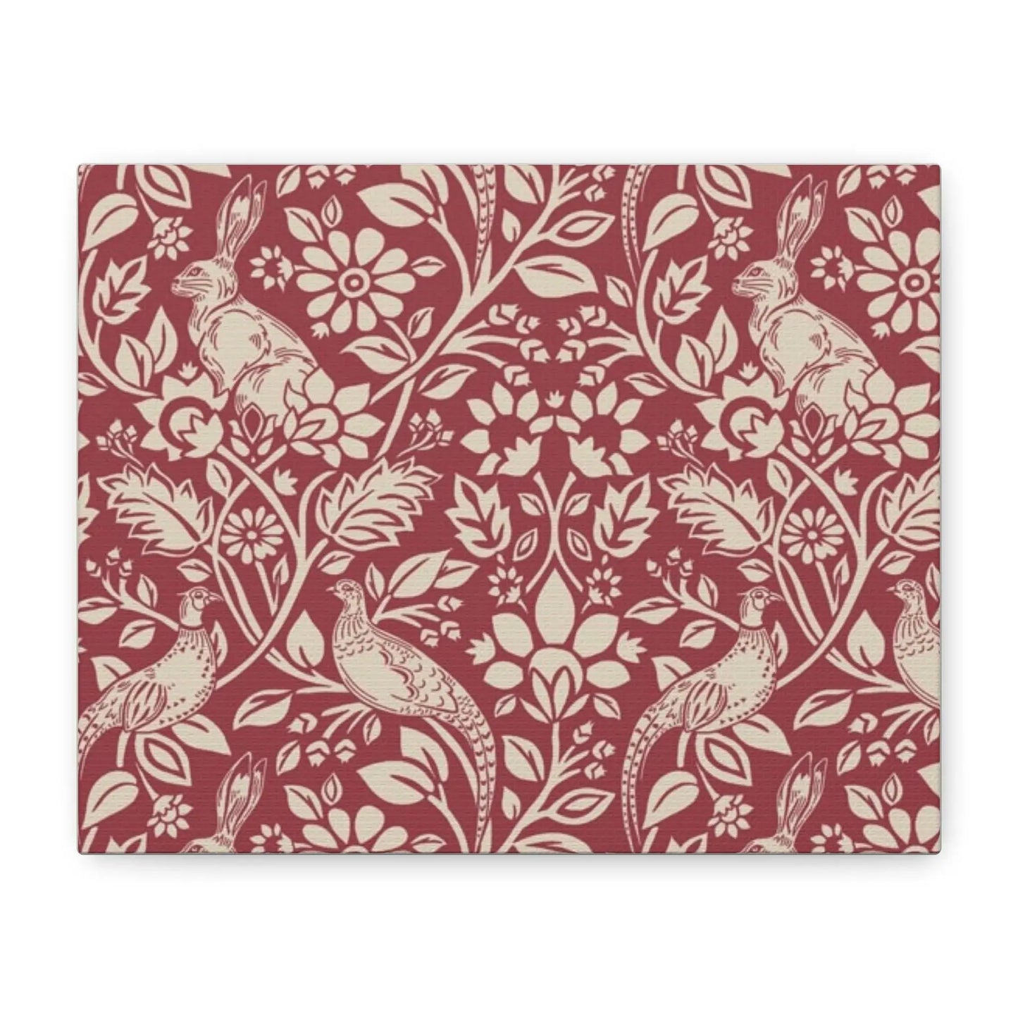 William Morris Merton Abbey Madder Floral Wallpaper Canvas Print  Classic Rabbit & Bird Pattern, Matte Stretched Wall Art 1.25 - Toddcraft