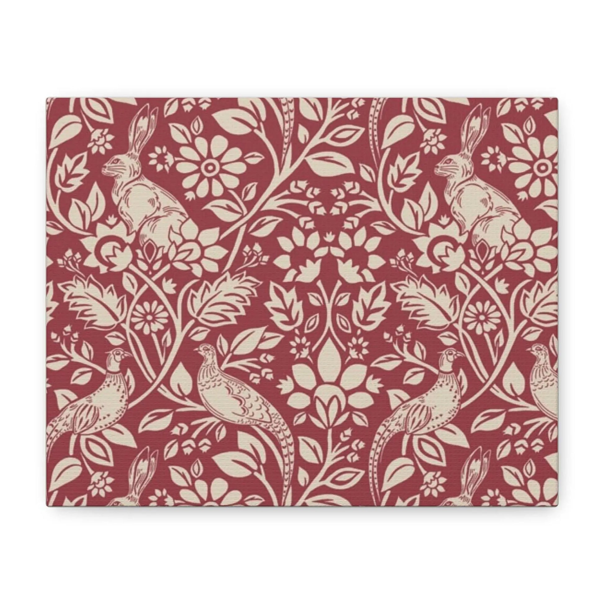William Morris Merton Abbey Madder Floral Wallpaper Canvas Print  Classic Rabbit & Bird Pattern, Matte Stretched Wall Art 1.25 - Toddcraft