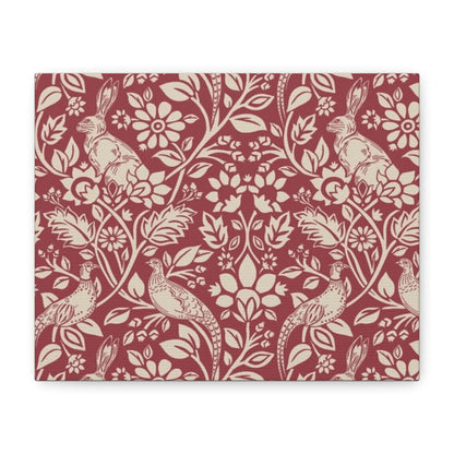 William Morris Merton Abbey Madder Floral Wallpaper Canvas Print  Classic Rabbit & Bird Pattern, Matte Stretched Wall Art 1.25 - Toddcraft