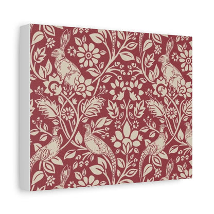 William Morris Merton Abbey Madder Floral Wallpaper Canvas Print  Classic Rabbit & Bird Pattern, Matte Stretched Wall Art 1.25 - Toddcraft