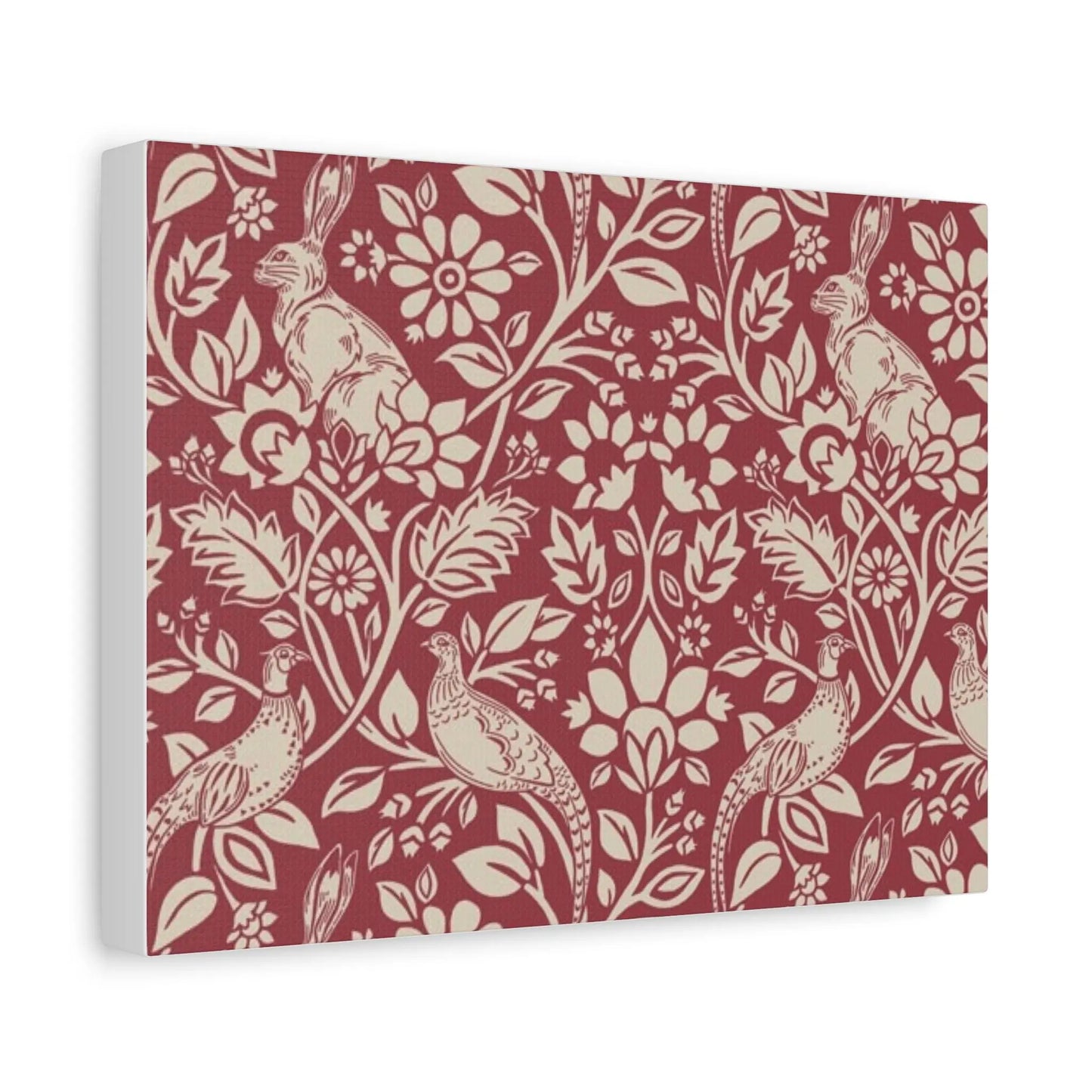 William Morris Merton Abbey Madder Floral Wallpaper Canvas Print  Classic Rabbit & Bird Pattern, Matte Stretched Wall Art 1.25 - Toddcraft