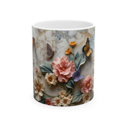 Colorful Floral Ceramic Mug, 11oz & 15oz Coffee Cup, Flower Pattern Tea Mug, Gift for Her, Pretty Kitchen Drinkware, Vibrant Spring Design - Toddcraft