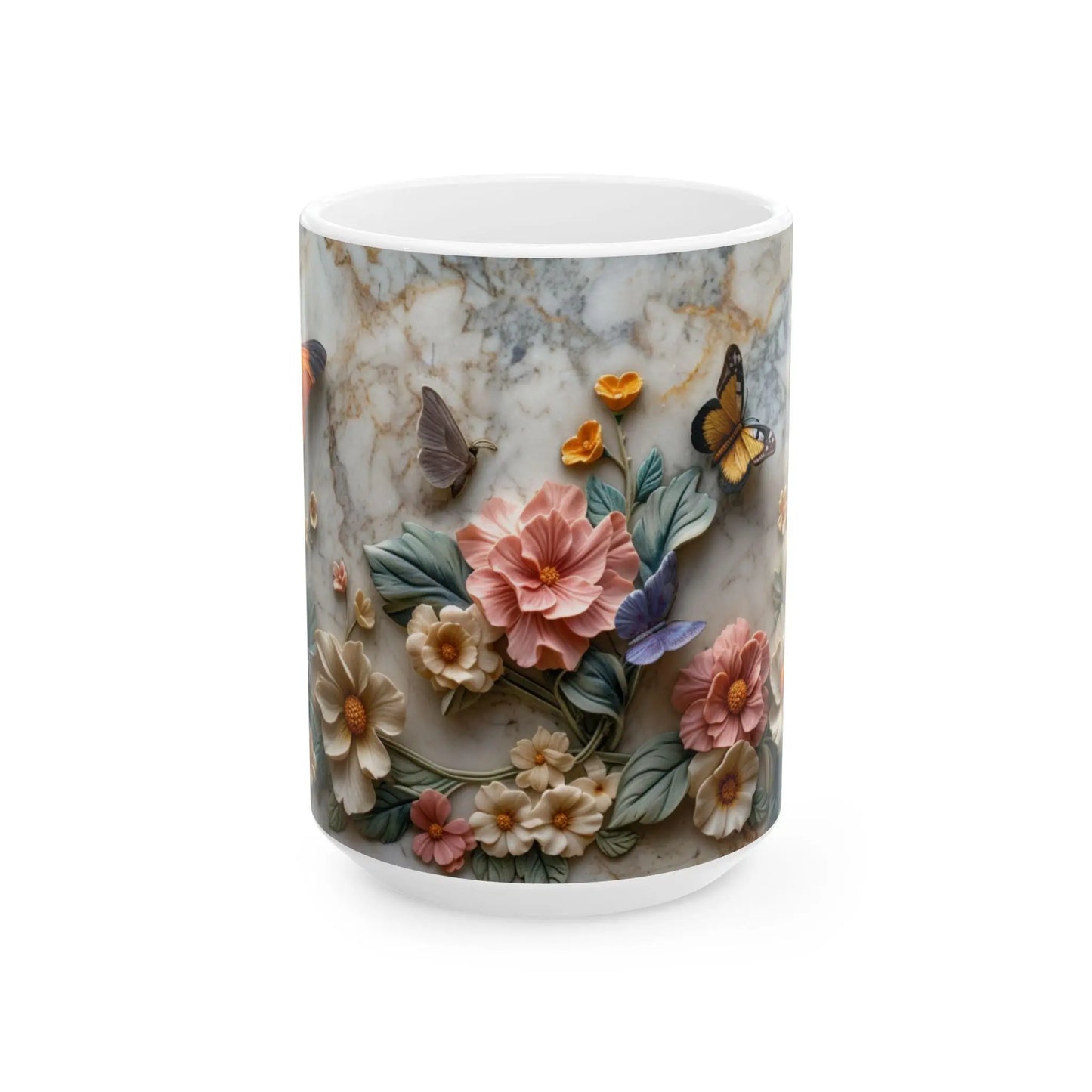 Colorful Floral Ceramic Mug, 11oz & 15oz Coffee Cup, Flower Pattern Tea Mug, Gift for Her, Pretty Kitchen Drinkware, Vibrant Spring Design - Toddcraft