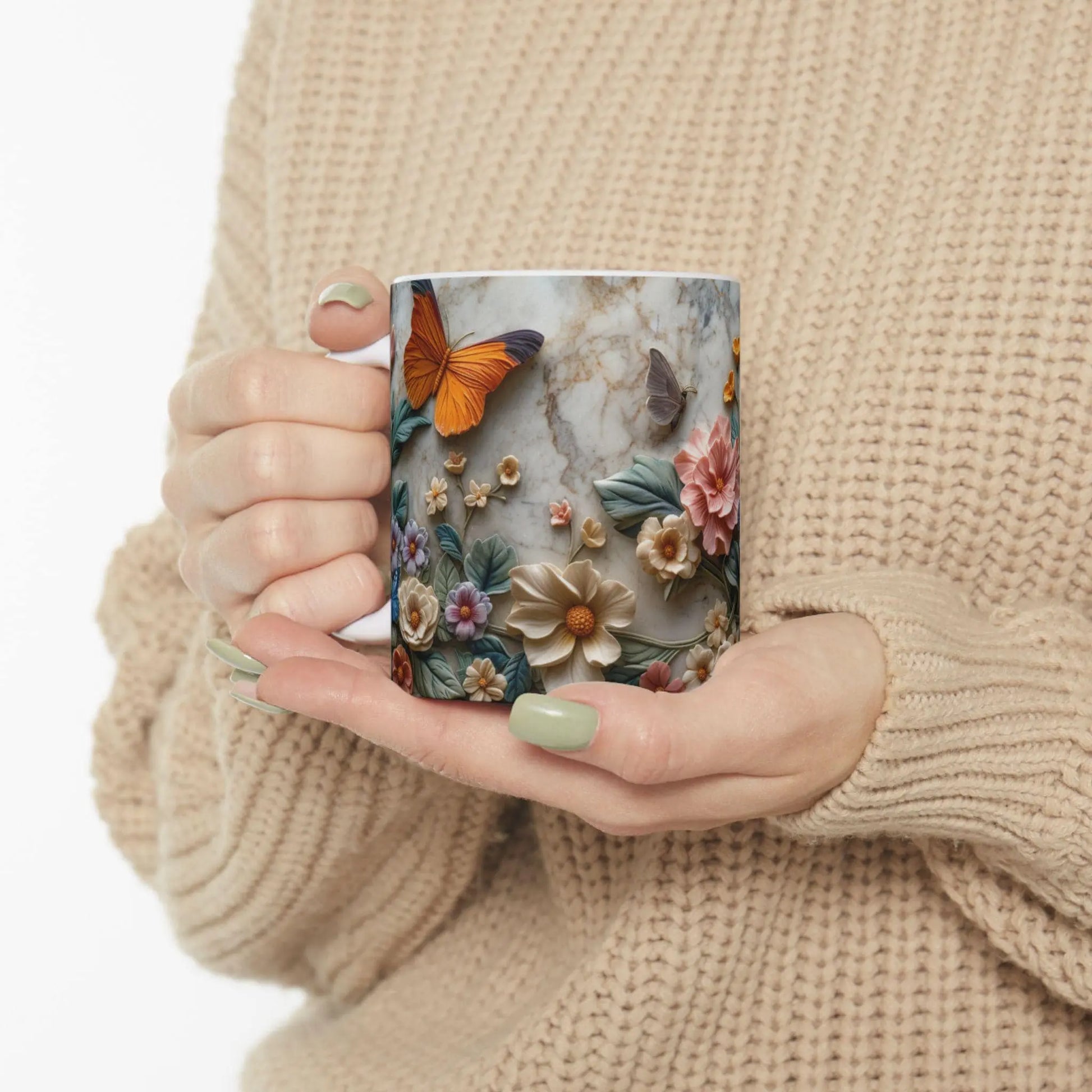 Colorful Floral Ceramic Mug, 11oz & 15oz Coffee Cup, Flower Pattern Tea Mug, Gift for Her, Pretty Kitchen Drinkware, Vibrant Spring Design - Toddcraft