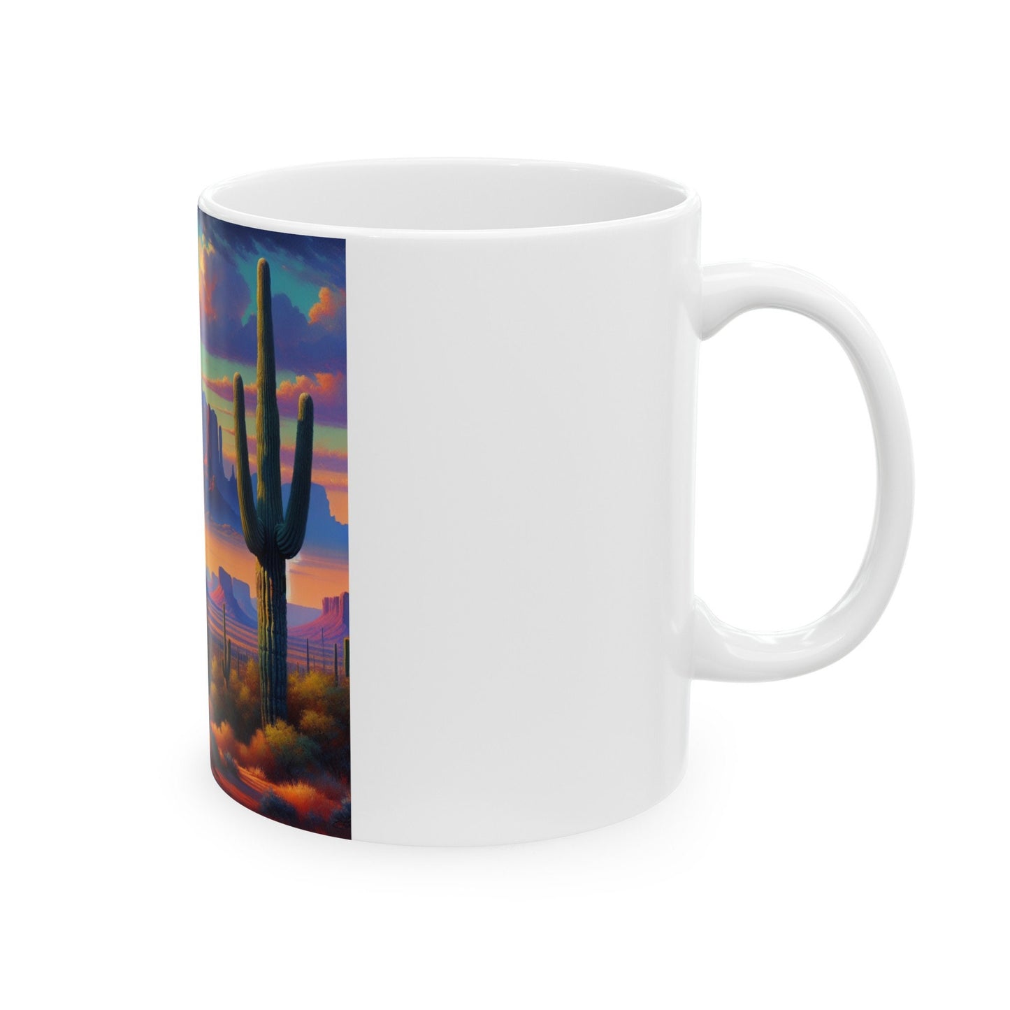 Arizona Desert Landscape Ceramic Mug with Saguaro Cactus Sunrise Scene - Southwestern Decor Coffee Cup - Toddcraft