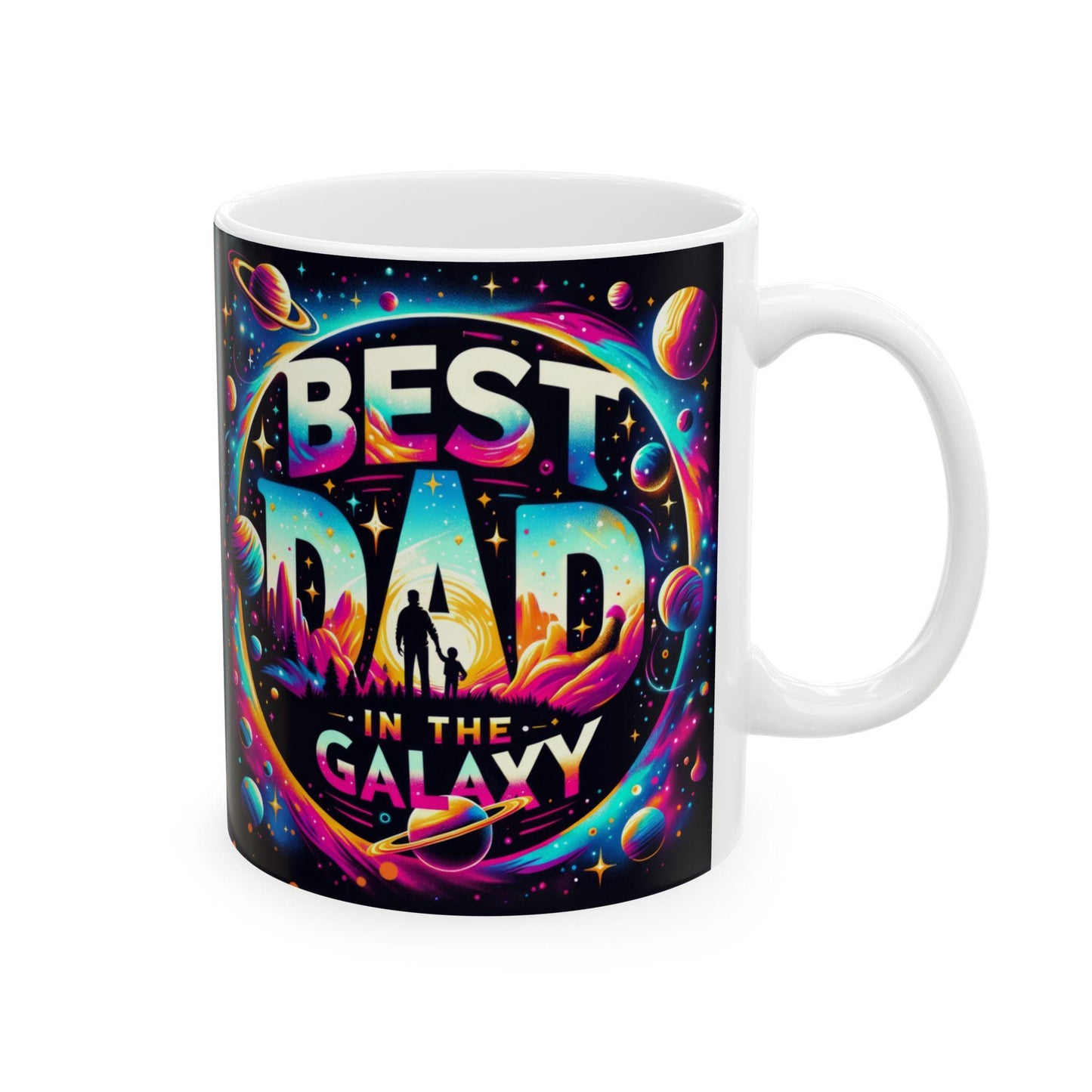 Best Dad In The Galaxy Mug - 11oz  15oz Ceramic Fathers Day Gift from Kids, Step Children & Mom, Unique Dad Coffee Cup - Toddcraft