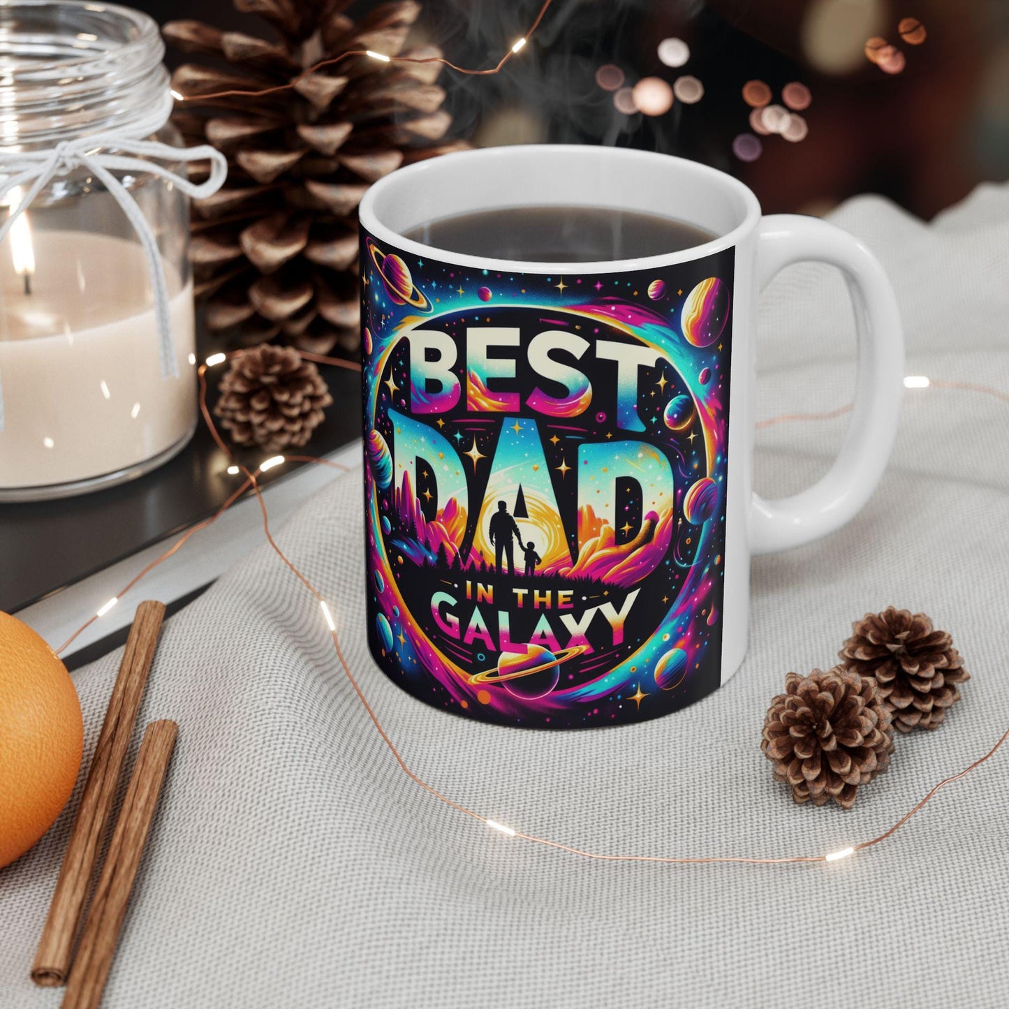 Best Dad In The Galaxy Mug - 11oz  15oz Ceramic Fathers Day Gift from Kids, Step Children & Mom, Unique Dad Coffee Cup - Toddcraft