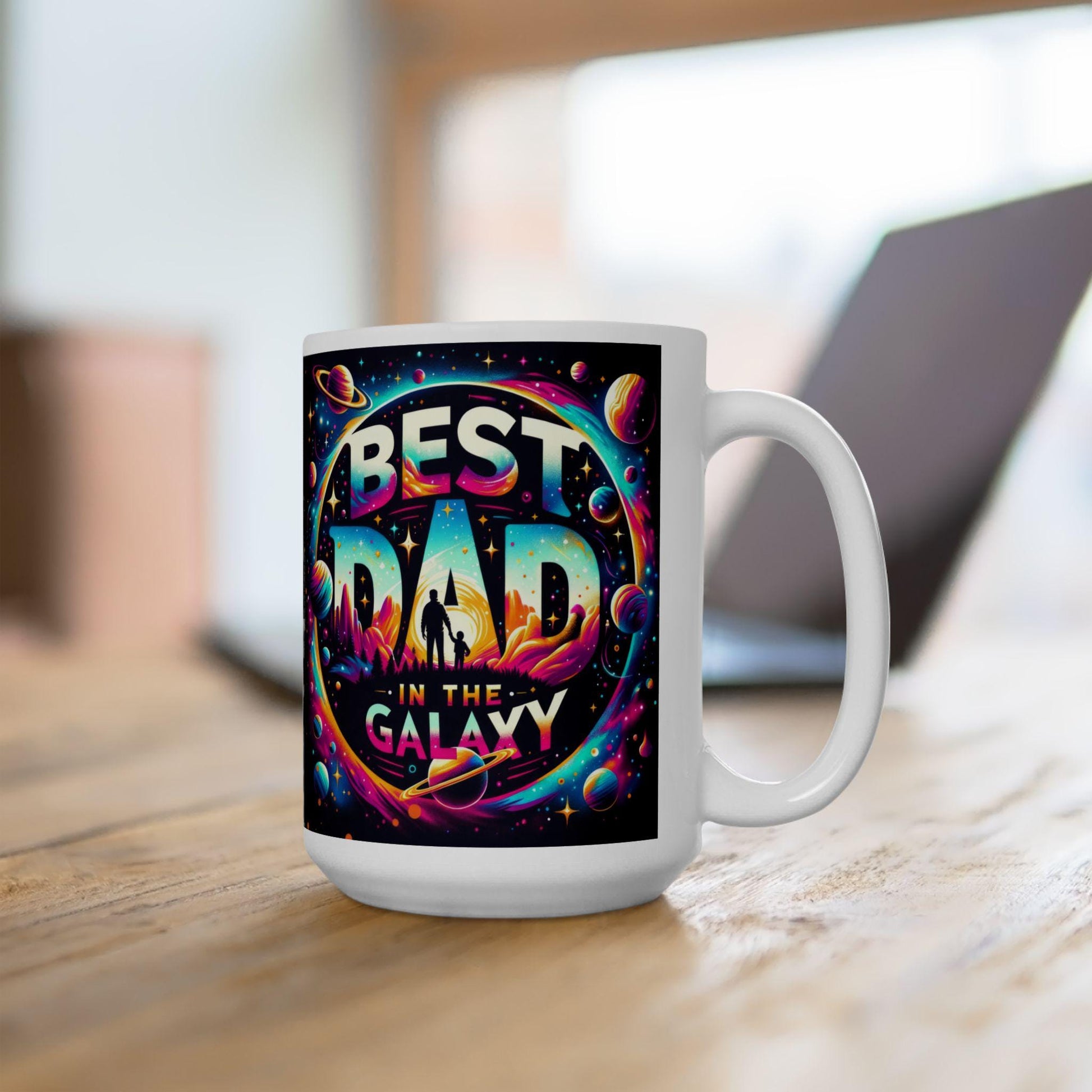 Best Dad In The Galaxy Mug - 11oz  15oz Ceramic Fathers Day Gift from Kids, Step Children & Mom, Unique Dad Coffee Cup - Toddcraft