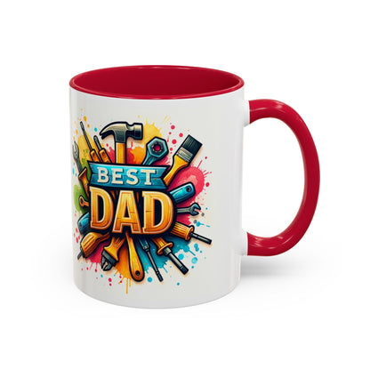 Best Dad Tool Time Mug  Colorful Mechanical Fathers Gift 11oz  15oz Coffee Cup, Perfect Fathers Day Present from Kids & Mom - Toddcraft