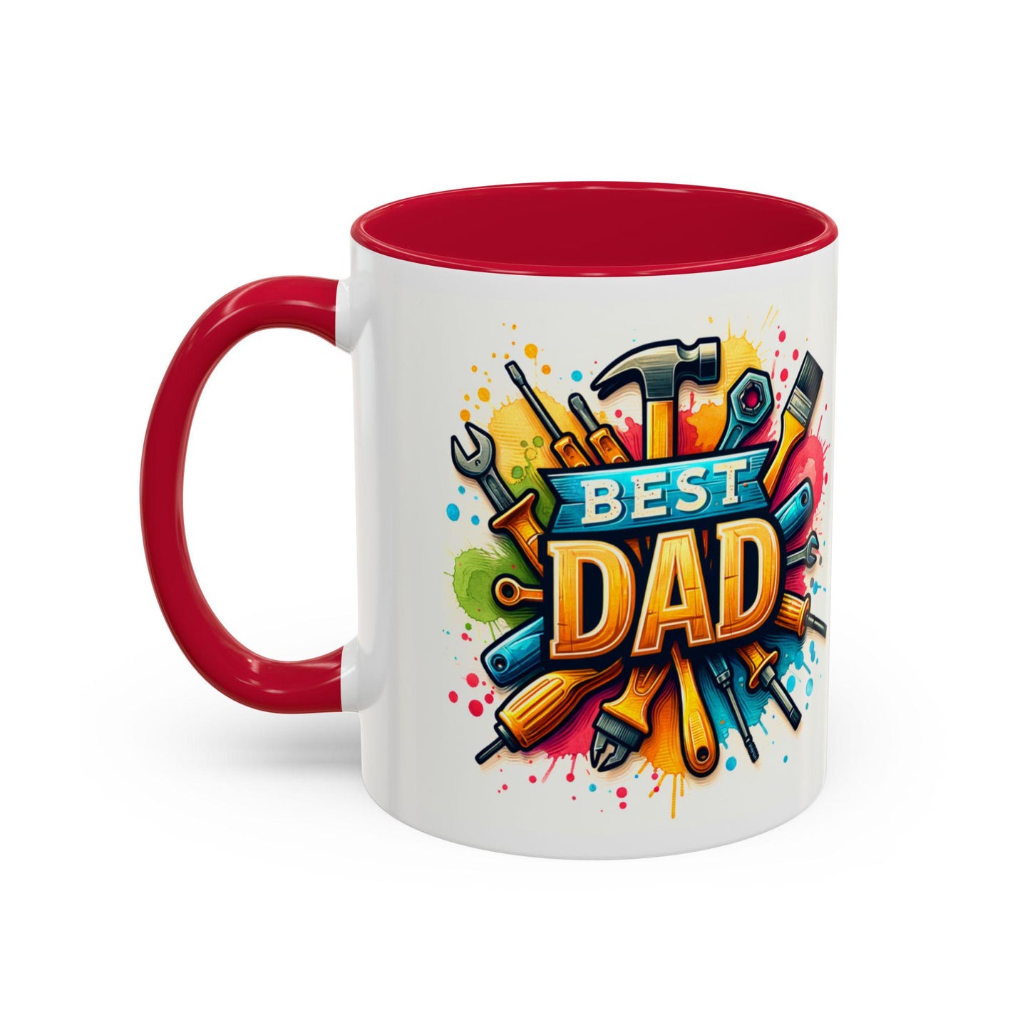 Best Dad Tool Time Mug  Colorful Mechanical Fathers Gift 11oz  15oz Coffee Cup, Perfect Fathers Day Present from Kids & Mom - Toddcraft