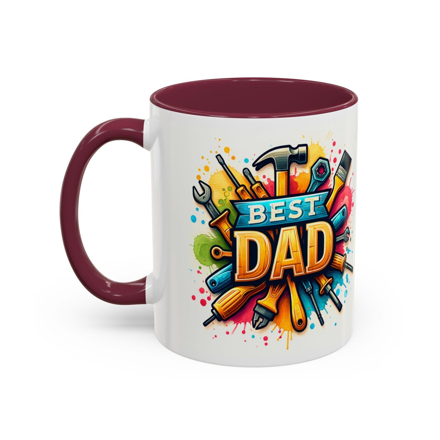 Best Dad Tool Time Mug  Colorful Mechanical Fathers Gift 11oz  15oz Coffee Cup, Perfect Fathers Day Present from Kids & Mom - Toddcraft
