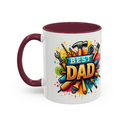 Best Dad Tool Time Mug  Colorful Mechanical Fathers Gift 11oz  15oz Coffee Cup, Perfect Fathers Day Present from Kids & Mom - Toddcraft