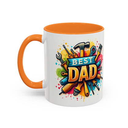 Best Dad Tool Time Mug  Colorful Mechanical Fathers Gift 11oz  15oz Coffee Cup, Perfect Fathers Day Present from Kids & Mom - Toddcraft