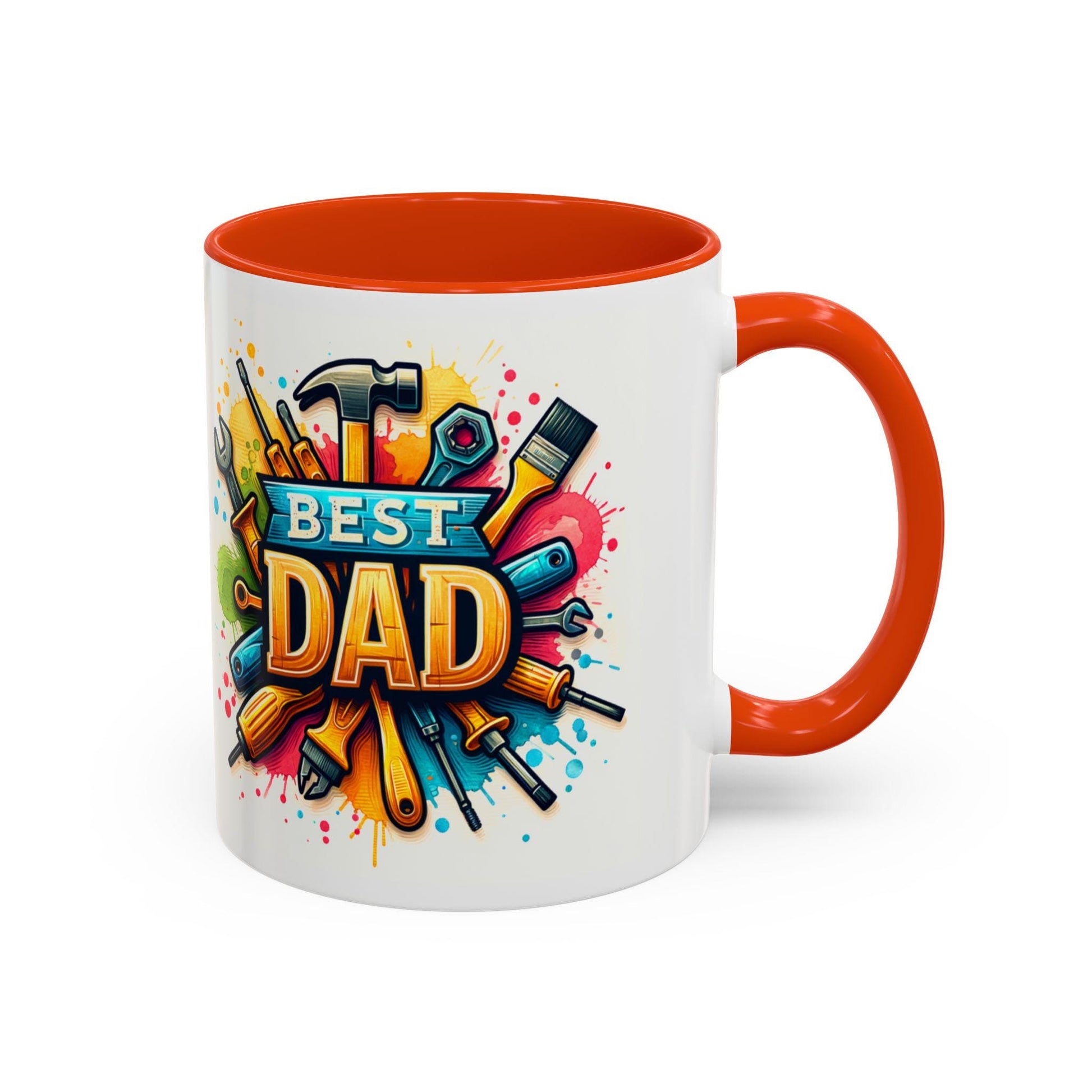 Best Dad Tool Time Mug  Colorful Mechanical Fathers Gift 11oz  15oz Coffee Cup, Perfect Fathers Day Present from Kids & Mom - Toddcraft
