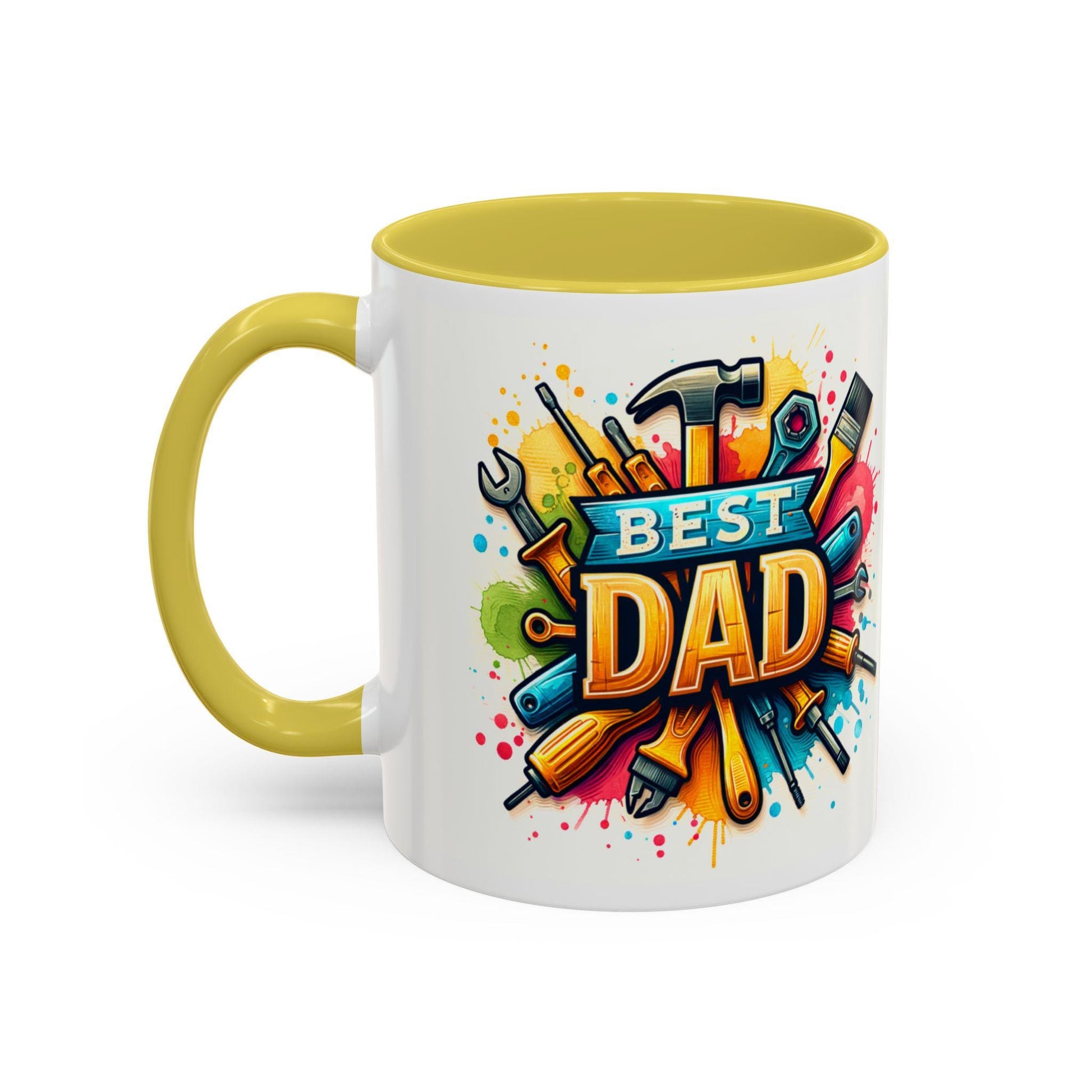 Best Dad Tool Time Mug  Colorful Mechanical Fathers Gift 11oz  15oz Coffee Cup, Perfect Fathers Day Present from Kids & Mom - Toddcraft