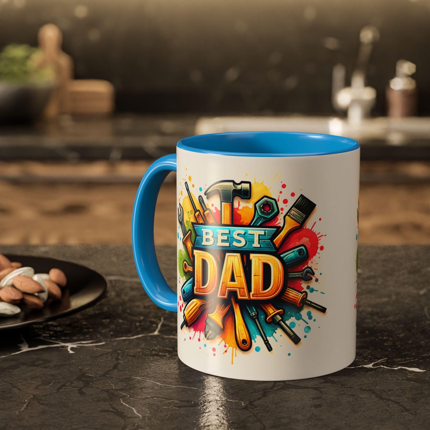 Best Dad Tool Time Mug  Colorful Mechanical Fathers Gift 11oz  15oz Coffee Cup, Perfect Fathers Day Present from Kids & Mom - Toddcraft