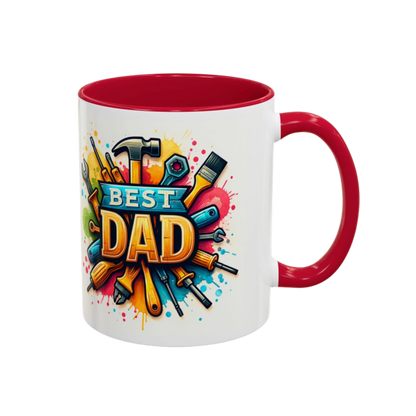 Best Dad Tool Time Mug  Colorful Mechanical Fathers Gift 11oz  15oz Coffee Cup, Perfect Fathers Day Present from Kids & Mom - Toddcraft