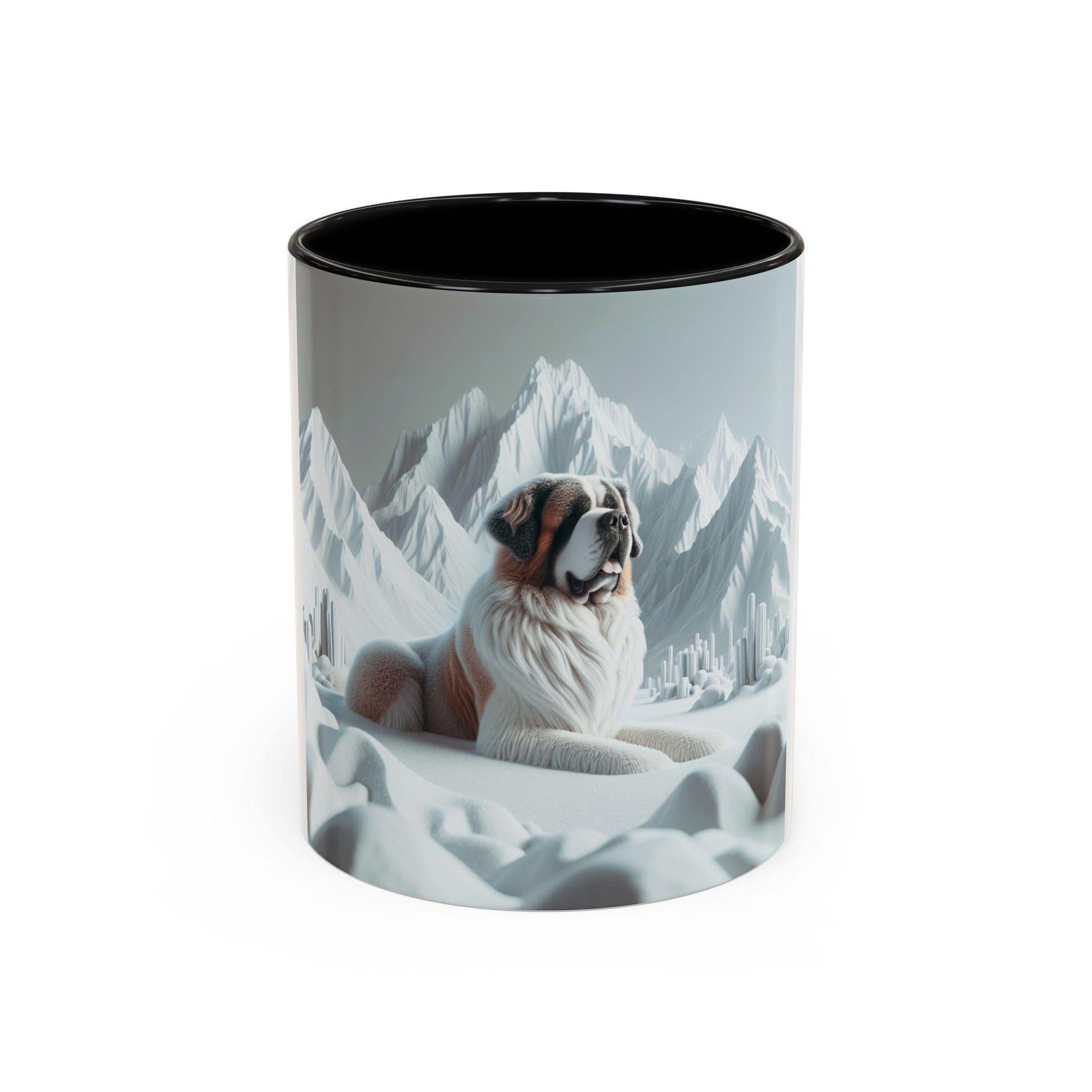 St. Bernard Dog Coffee Mug 11oz & 15oz  3D Accent Mug with Snowy Mountain Design, Cute Pet Lover Gift - Toddcraft