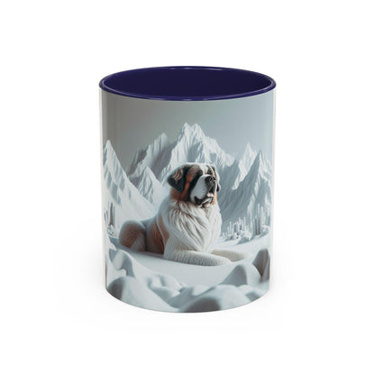 St. Bernard Dog Coffee Mug 11oz & 15oz  3D Accent Mug with Snowy Mountain Design, Cute Pet Lover Gift - Toddcraft