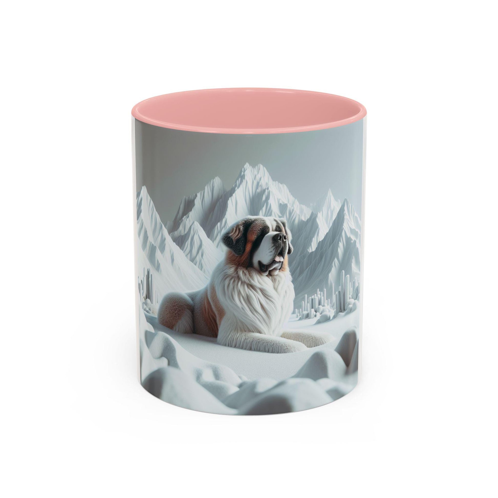 St. Bernard Dog Coffee Mug 11oz & 15oz  3D Accent Mug with Snowy Mountain Design, Cute Pet Lover Gift - Toddcraft