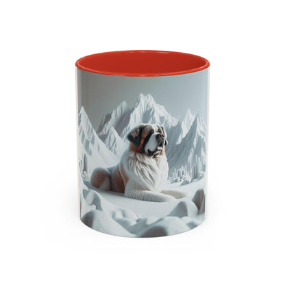 St. Bernard Dog Coffee Mug 11oz & 15oz  3D Accent Mug with Snowy Mountain Design, Cute Pet Lover Gift - Toddcraft