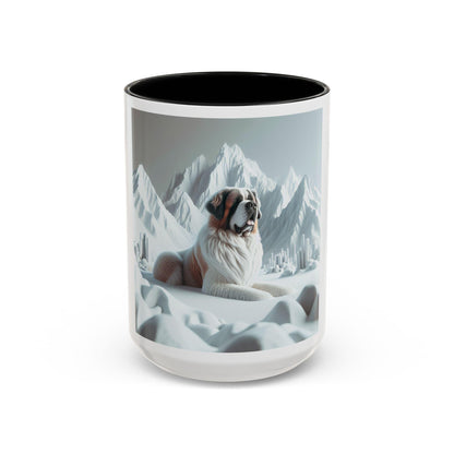 St. Bernard Dog Coffee Mug 11oz & 15oz  3D Accent Mug with Snowy Mountain Design, Cute Pet Lover Gift - Toddcraft