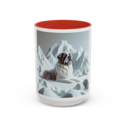 St. Bernard Dog Coffee Mug 11oz & 15oz  3D Accent Mug with Snowy Mountain Design, Cute Pet Lover Gift - Toddcraft