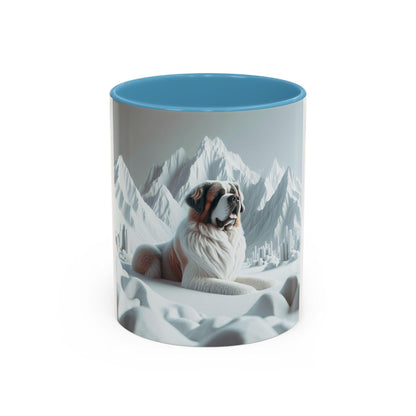 St. Bernard Dog Coffee Mug 11oz & 15oz  3D Accent Mug with Snowy Mountain Design, Cute Pet Lover Gift - Toddcraft