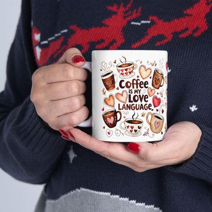 Coffee Is My Love Language Mug, Cute Ceramic Coffee Cup, Gift for Coffee Lovers, Heartwarming Unique Coffee Mug for Him & Her - Toddcraft