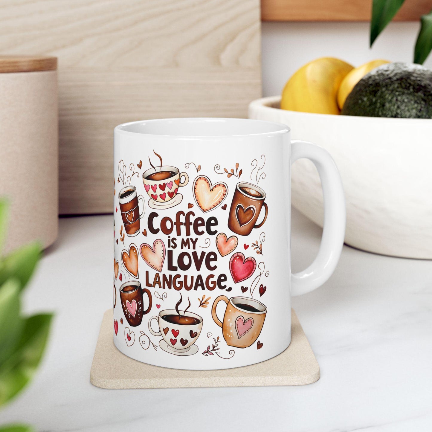 Coffee Is My Love Language Mug, Cute Ceramic Coffee Cup, Gift for Coffee Lovers, Heartwarming Unique Coffee Mug for Him & Her - Toddcraft