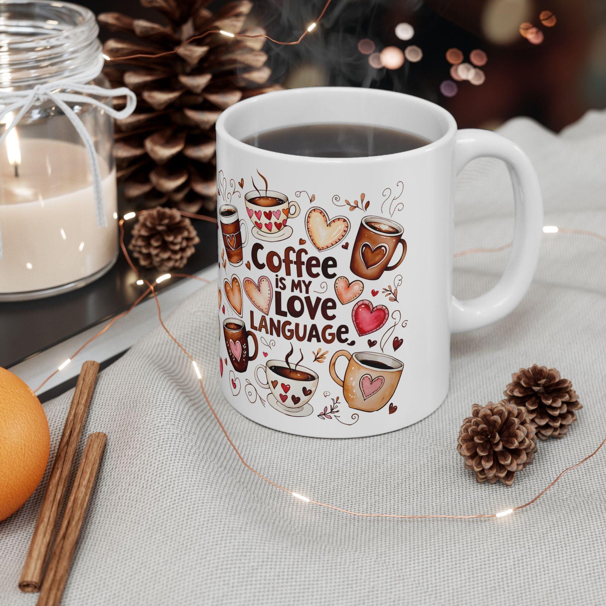 Coffee Is My Love Language Mug, Cute Ceramic Coffee Cup, Gift for Coffee Lovers, Heartwarming Unique Coffee Mug for Him & Her - Toddcraft