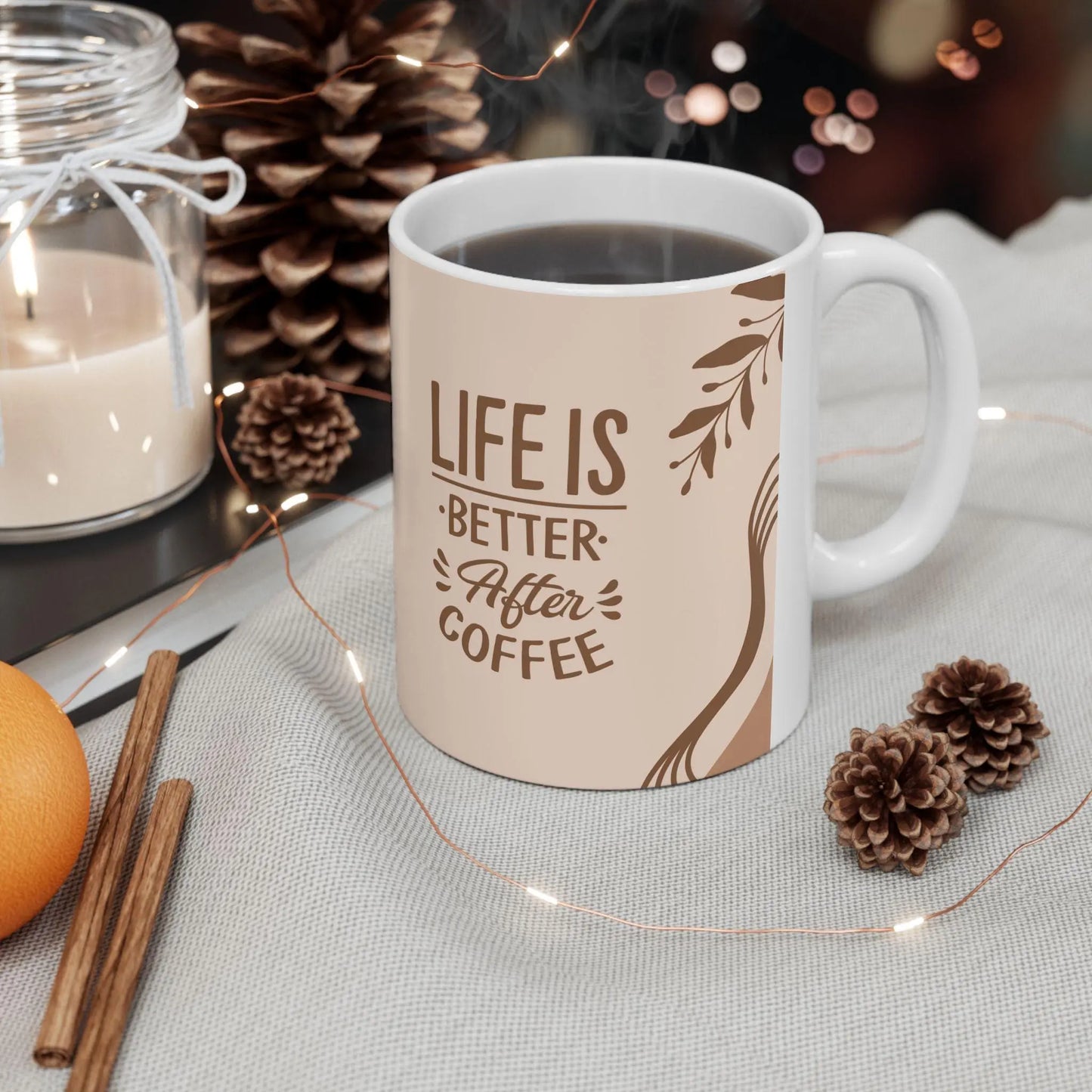Coffee Mug Funny Life Is Better After Coffee Ceramic 11oz 15oz Gift for Mom Dad Avid Coffee Drinkers - Toddcraft