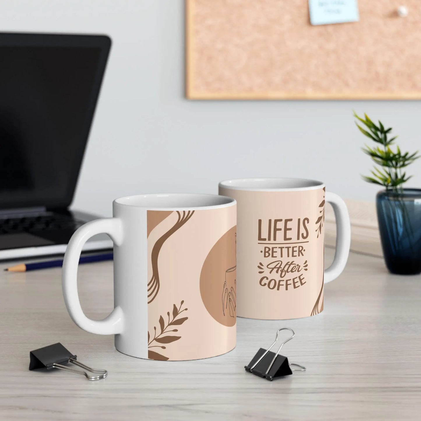 Coffee Mug Funny Life Is Better After Coffee Ceramic 11oz 15oz Gift for Mom Dad Avid Coffee Drinkers - Toddcraft