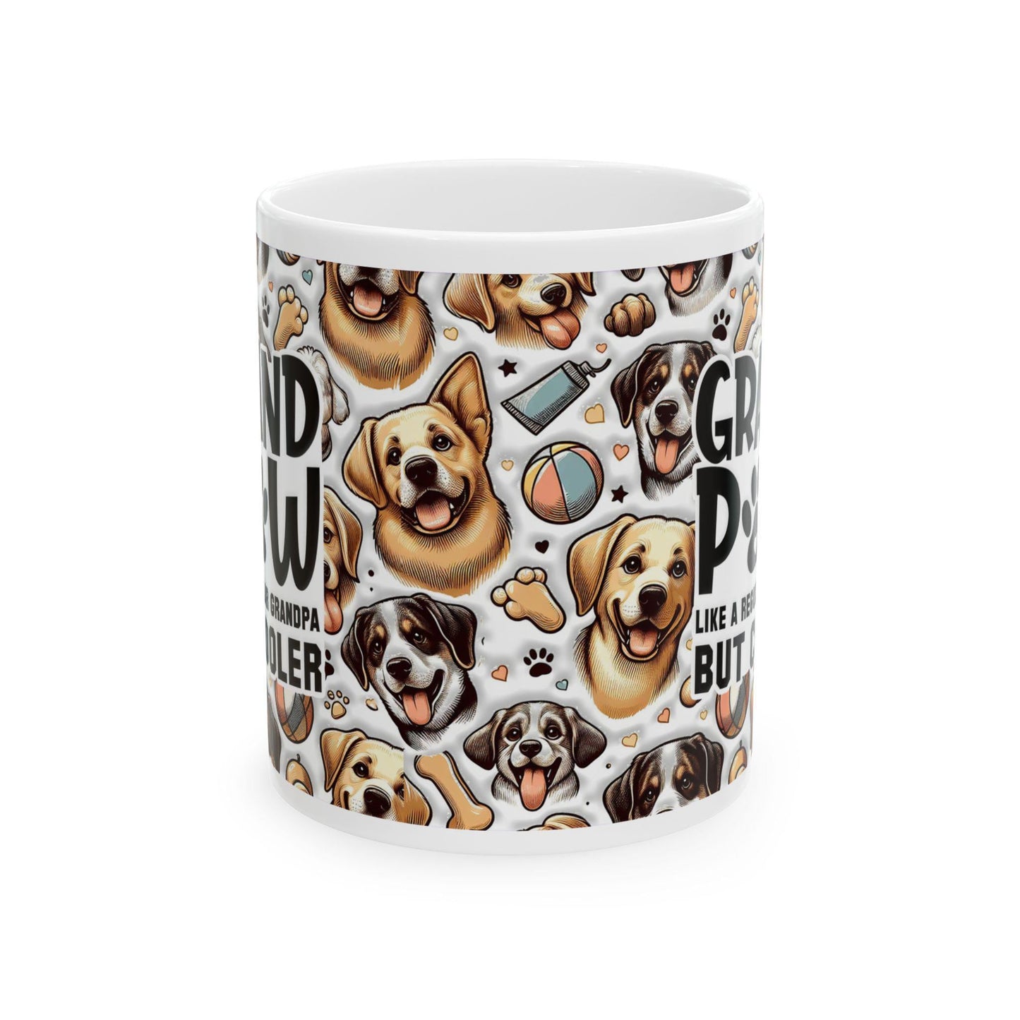 Cool Grandpa Dog Lover Mug, Ceramic Coffee Tea Cup 11oz 15oz, Paw Print Gift for Great Grandpa & Pet Lovers - Toddcraft