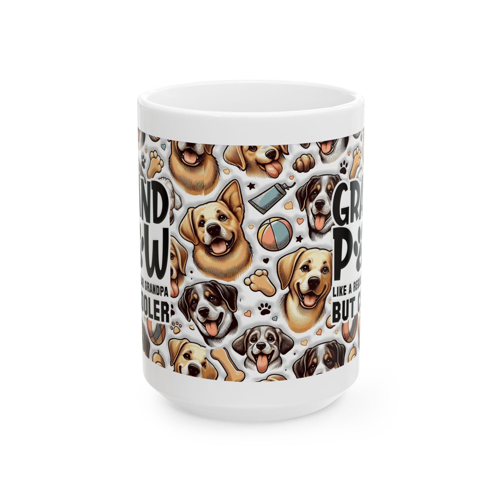 Cool Grandpa Dog Lover Mug, Ceramic Coffee Tea Cup 11oz 15oz, Paw Print Gift for Great Grandpa & Pet Lovers - Toddcraft