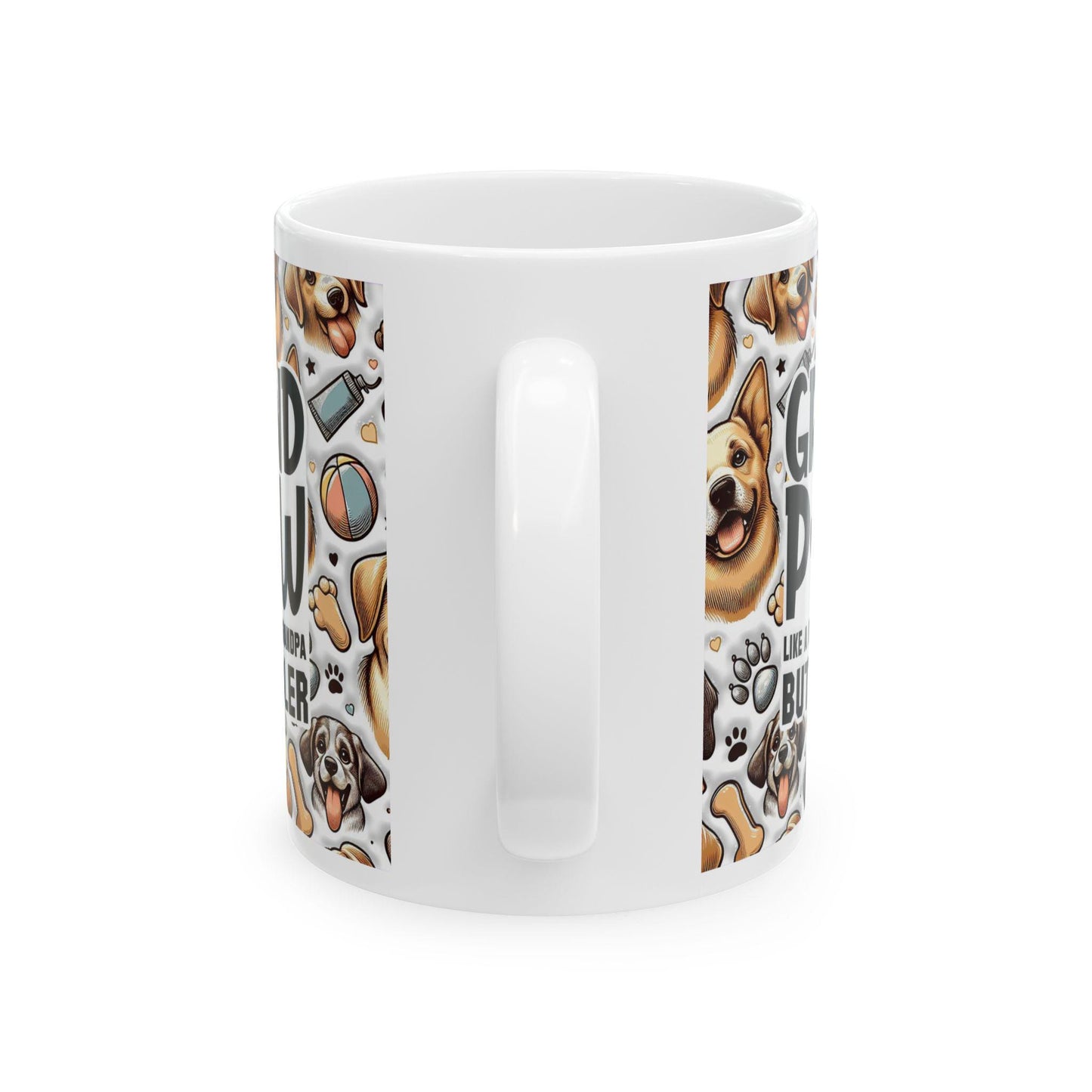 Cool Grandpa Dog Lover Mug, Ceramic Coffee Tea Cup 11oz 15oz, Paw Print Gift for Great Grandpa & Pet Lovers - Toddcraft