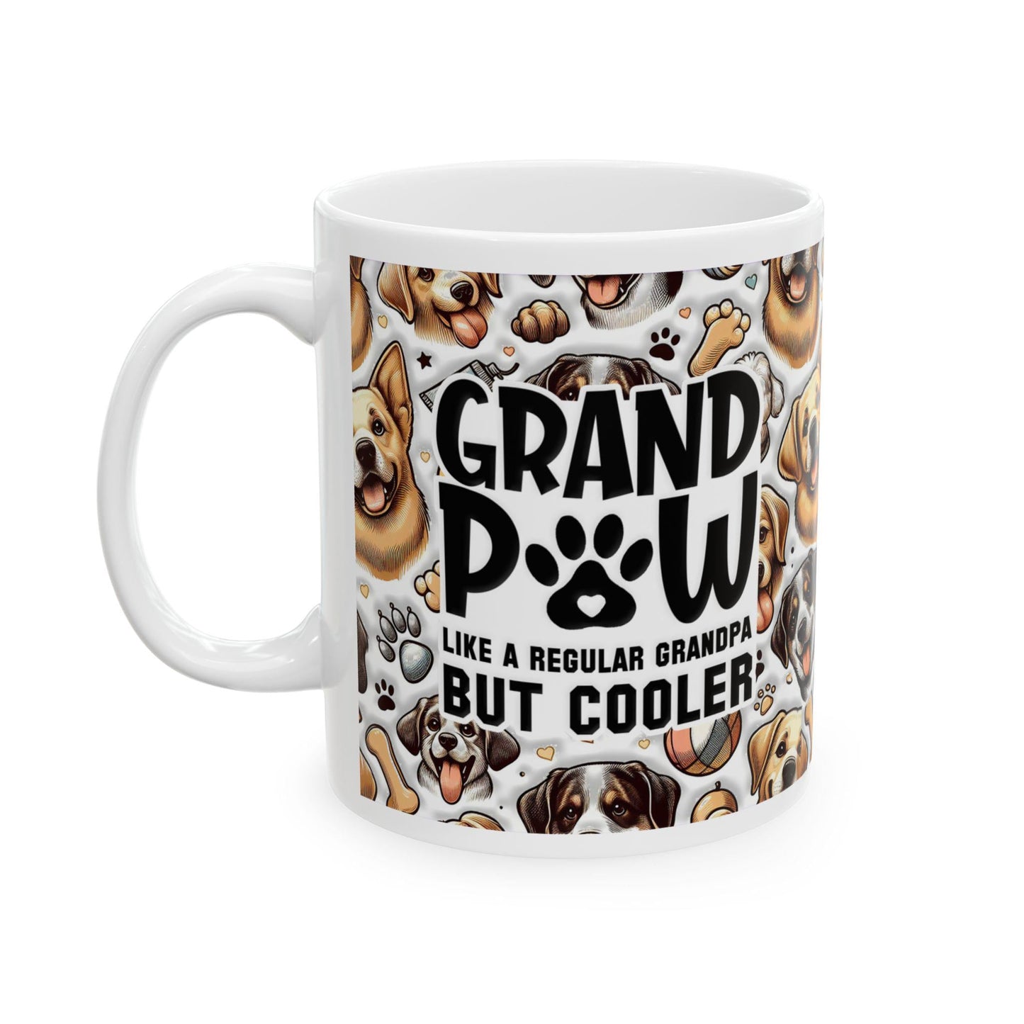 Cool Grandpa Dog Lover Mug, Ceramic Coffee Tea Cup 11oz 15oz, Paw Print Gift for Great Grandpa & Pet Lovers - Toddcraft